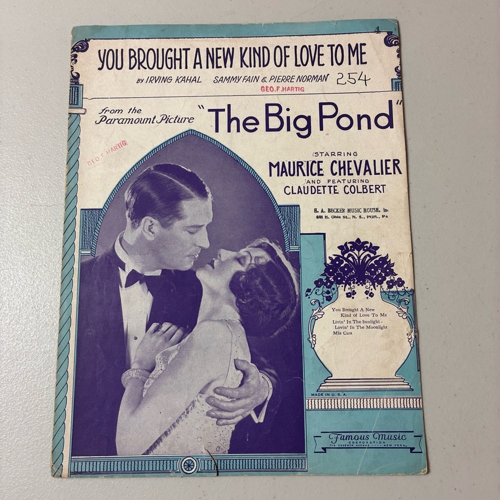 Famous Music Art Deco Sheet Music You Brought A New Kind Of Love To Me